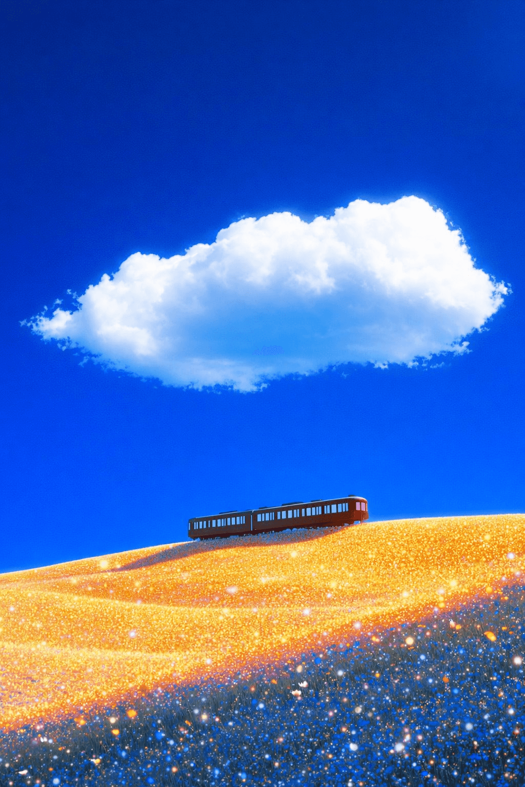 Pointillist landscape painting